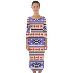 Native American Pattern Quarter Sleeve Midi Bodycon Dress by ExtraGoodSauce