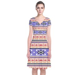 Native American Pattern Short Sleeve Front Wrap Dress by ExtraGoodSauce