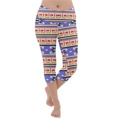 Native American Pattern Lightweight Velour Capri Yoga Leggings by ExtraGoodSauce