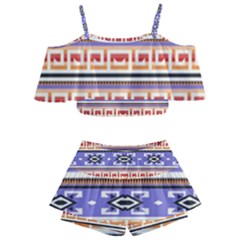 Native American Pattern Kids  Off Shoulder Skirt Bikini by ExtraGoodSauce