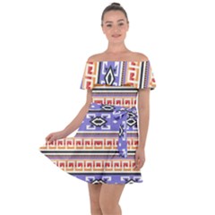 Native American Pattern Off Shoulder Velour Dress