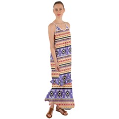 Native American Pattern Cami Maxi Ruffle Chiffon Dress by ExtraGoodSauce