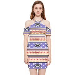 Native American Pattern Shoulder Frill Bodycon Summer Dress