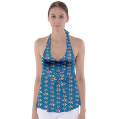 Rainbowcolor Babydoll Tankini Top by Sparkle