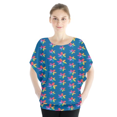 Rainbowcolor Batwing Chiffon Blouse by Sparkle