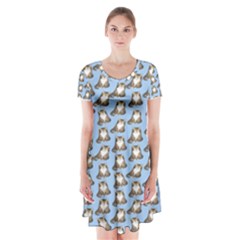 Cats Catty Short Sleeve V-neck Flare Dress