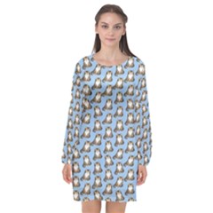 Cats Catty Long Sleeve Chiffon Shift Dress 