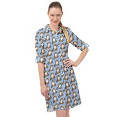 Cats Catty Long Sleeve Mini Shirt Dress