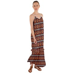 Native American Pattern Cami Maxi Ruffle Chiffon Dress by ExtraGoodSauce