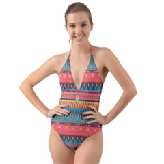 Native American Pattern Halter Cut-out One Piece Swimsuit by ExtraGoodSauce