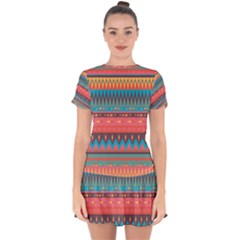 Native American Pattern Drop Hem Mini Chiffon Dress by ExtraGoodSauce