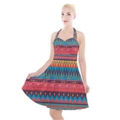 Native American Pattern Halter Party Swing Dress  by ExtraGoodSauce