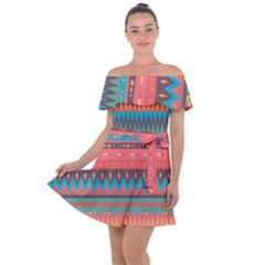 Native American Pattern Off Shoulder Velour Dress by ExtraGoodSauce