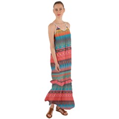 Native American Pattern Cami Maxi Ruffle Chiffon Dress by ExtraGoodSauce