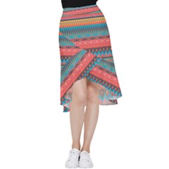 Native American Pattern Frill Hi Low Chiffon Skirt by ExtraGoodSauce