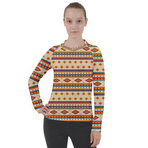 Native American Pattern Women s Pique Long Sleeve Tee by ExtraAwesomeSauce