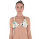 Retro Pattern Vintage Halter Neck Bikini Top View1