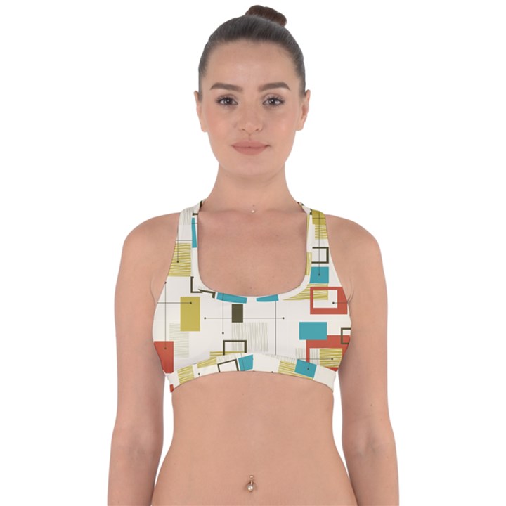 Retro Pattern Vintage Cross Back Hipster Bikini Top 