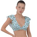 Summer Pattern Plunge Frill Sleeve Bikini Top View1