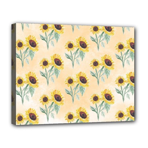 Sunflowers Pattern Canvas 14  X 11  (stretched) by ExtraGoodSauce