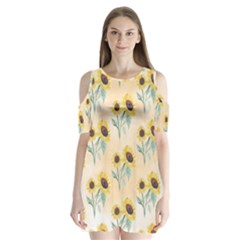 Sunflowers Pattern Shoulder Cutout Velvet One Piece by ExtraGoodSauce