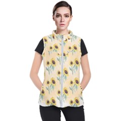 Sunflowers Pattern Women s Puffer Vest