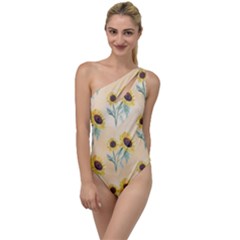 Sunflowers Pattern To One Side Swimsuit by ExtraGoodSauce