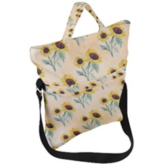 Sunflowers Pattern Fold Over Handle Tote Bag by ExtraGoodSauce