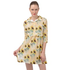 Sunflowers Pattern Mini Skater Shirt Dress by ExtraGoodSauce