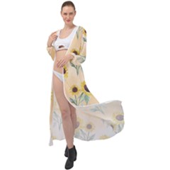 Sunflowers Pattern Maxi Chiffon Beach Wrap by ExtraGoodSauce