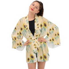 Sunflowers Pattern Long Sleeve Kimono by ExtraGoodSauce