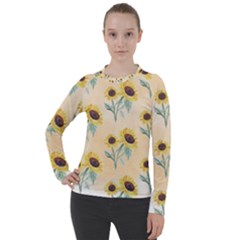 Sunflowers Pattern Women s Pique Long Sleeve Tee