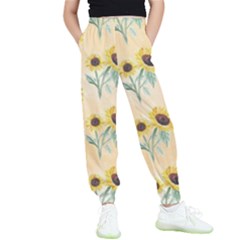 Sunflowers Pattern Kids  Elastic Waist Pants by ExtraGoodSauce