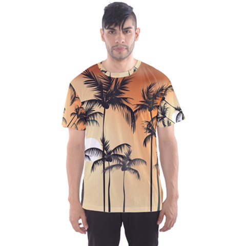 Sunset Palm Trees Beach Summer Men s Sport Mesh Tee by ExtraGoodSauce