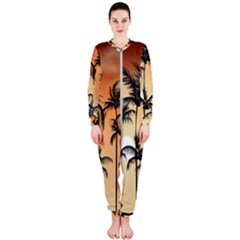 Sunset Palm Trees Beach Summer Onepiece Jumpsuit (ladies)  by ExtraGoodSauce