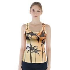 Sunset Palm Trees Beach Summer Racer Back Sports Top