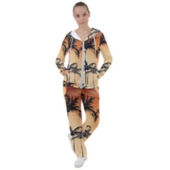 Sunset Palm Trees Beach Summer Women s Tracksuit by ExtraGoodSauce