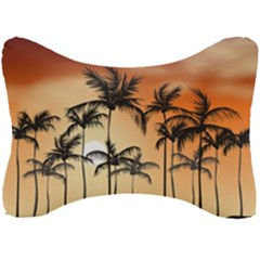 Sunset Palm Trees Beach Summer Seat Head Rest Cushion by ExtraGoodSauce