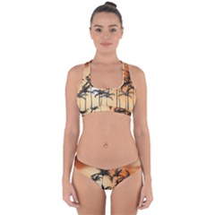 Sunset Palm Trees Beach Summer Cross Back Hipster Bikini Set by ExtraGoodSauce