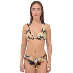 Sunset Palm Trees Beach Summer Double Strap Halter Bikini Set by ExtraGoodSauce