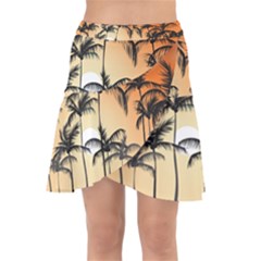 Sunset Palm Trees Beach Summer Wrap Front Skirt