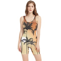 Sunset Palm Trees Beach Summer Women s Wrestling Singlet by ExtraGoodSauce