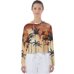 Sunset Palm Trees Beach Summer Women s Slouchy Sweat