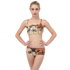 Sunset Palm Trees Beach Summer Layered Top Bikini Set by ExtraGoodSauce