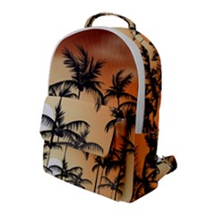 Sunset Palm Trees Beach Summer Flap Pocket Backpack (large) by ExtraGoodSauce