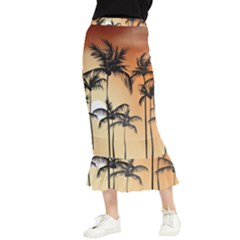 Sunset Palm Trees Beach Summer Maxi Fishtail Chiffon Skirt by ExtraGoodSauce