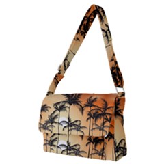 Sunset Palm Trees Beach Summer Full Print Messenger Bag (m) by ExtraGoodSauce