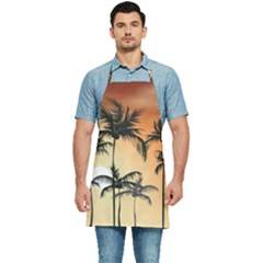 Sunset Palm Trees Beach Summer Kitchen Apron by ExtraGoodSauce