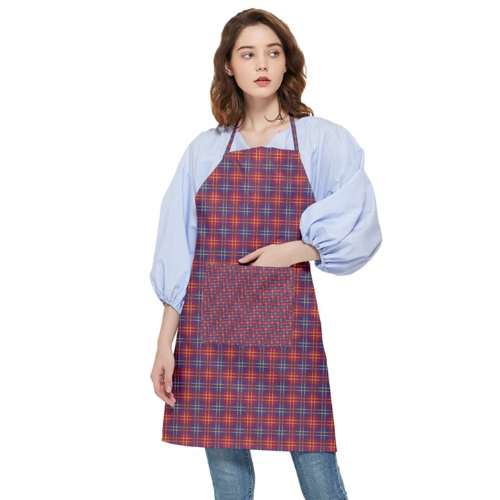 Tartan Pattern Pocket Apron