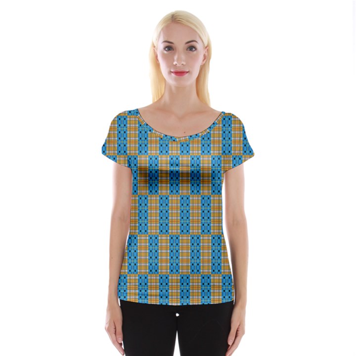 Tartan Pattern Cap Sleeve Top